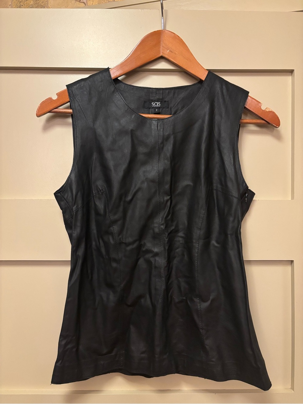 SAS SPORTSWEAR Leather Tank Top Sleeveless Moto Biker XS/S